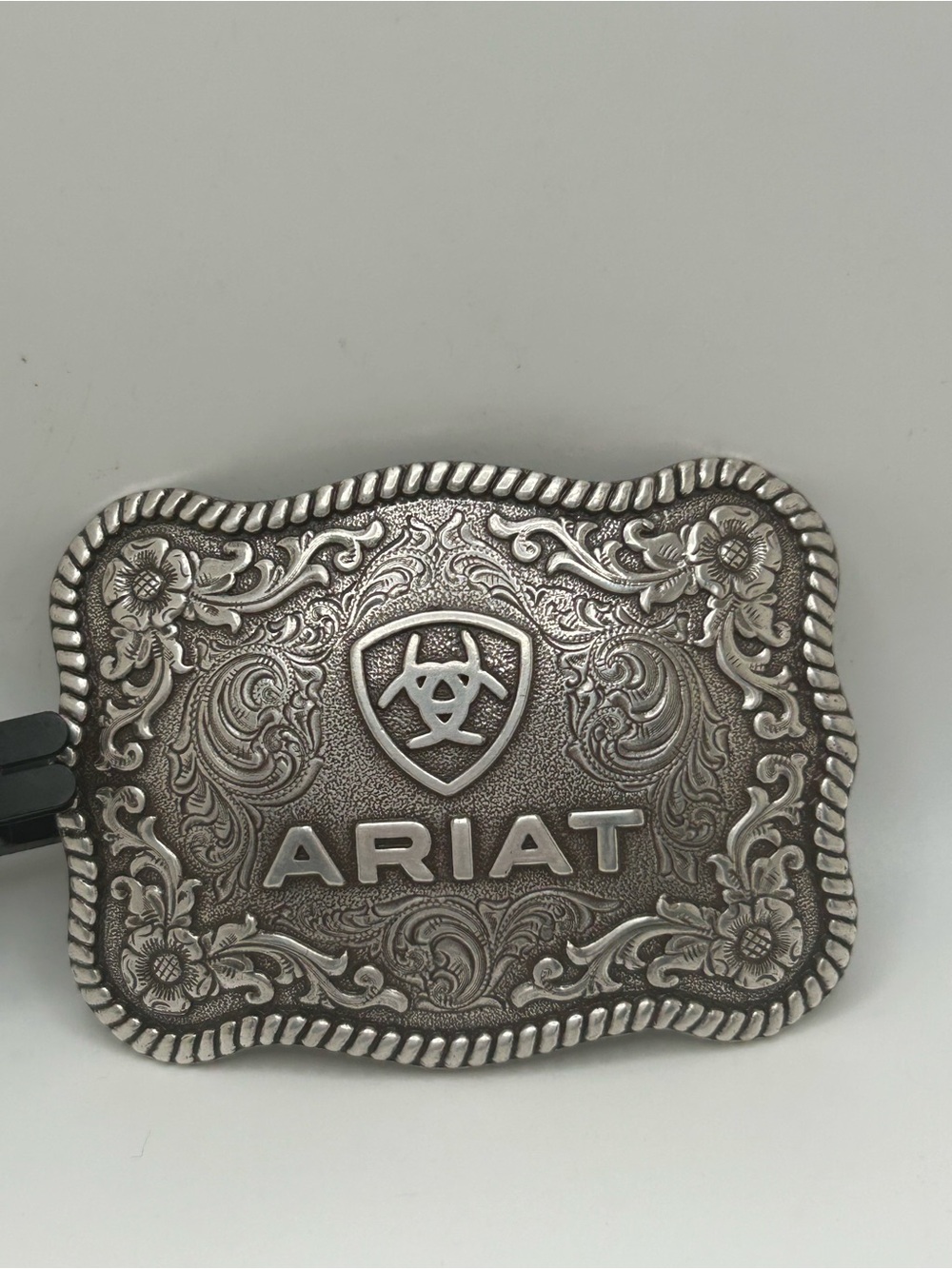 Ariat Antique Silver Western Floral Engraved Belt Buckle